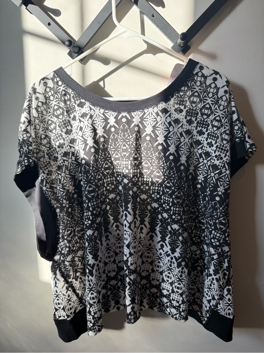 FP Movement by Free People Black and White Geometric Pullover